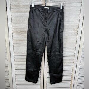 H&M Women's Black Faux Leather Straight Leg Pants-6
